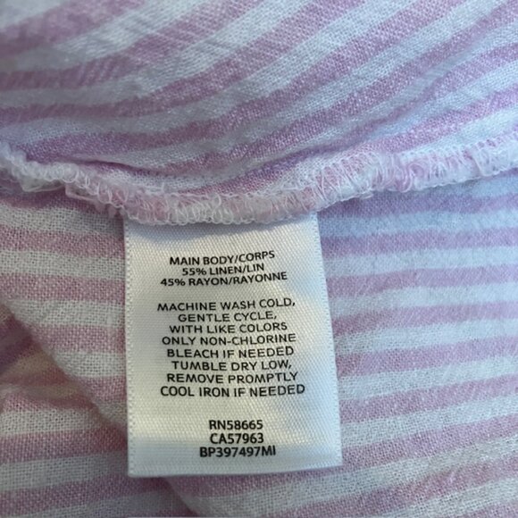 BP By Nordstrom button front pink/white linen blend Striped Cami top S - Picture 5 of 7